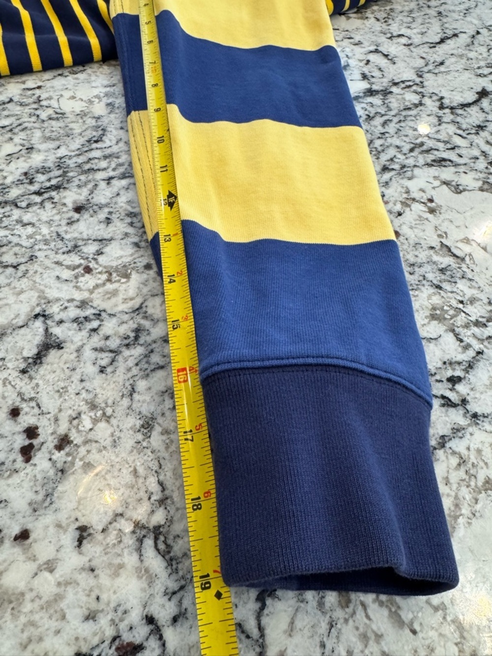 J.Crew Rugby Shirt Men’s Large Striped Navy Yellow Preppy Cotton - Picture 8 of 9